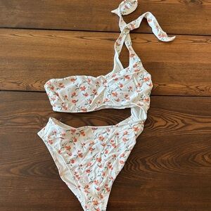 Abercrombie & Fitch Peach & Floral One-Piece Swimsuit